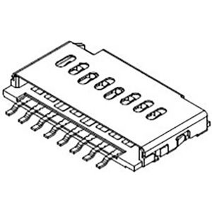 Molex 1051620001 Kaartlezer Totaal aantal polen: 8 Rastermaat: 1.1 mm Inhoud: 1 stuk(s) Tape on Full reel