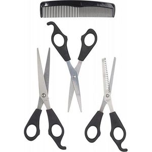 Hair dressers scissors set | knippen | scharen | 4 delig | 2x Knipscharen | 1x Haarkam | 1x Uitdunkam