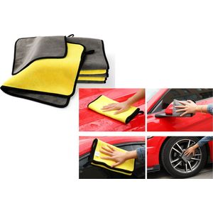 Microvezel Auto droogdoek | 30cm x 60cm | Poetsdoek | auto poetsdoek | schoonmaak accesoires | Auto Handdoek | Droogdoek | Geel / Grijs | Watermagneet.