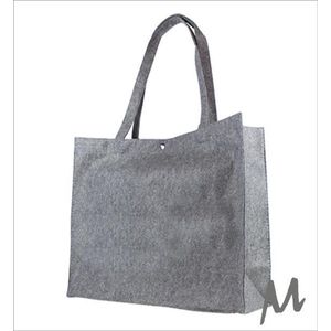 Luxe Draagtas - Vilt - Shopper - Boodschappentas - Grijs - Licht grijs - 45x15x33cm - 6 Stuks - Verstevigde bodem