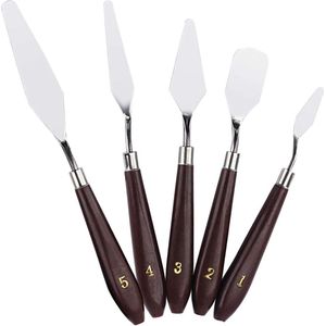 Borvat®| Luxe Paletmessen Met Ergonomisch Handvat - Schildersmessen Voor Schilderen Verf Olieverf Acrylverf Kunst & Hobby - Paletmes Schildersmes Schilders Messen Spatels - Schilder Messenset Set Van 5 Stuks