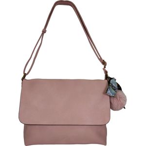 Grote crossbodytas Flora & Co rose met flap en pompom