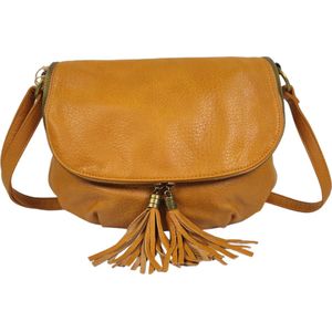 Flora&Co - Paris - Crossbody tas met flap - handig opbergvak in flap - soft - licht camel/bruin