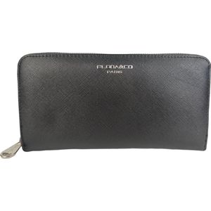 Flora & Co - Dames Portemonnee Saffiano Zip Around - 20,5x11,5x2,5 cm met rits -Zwart - Portefeuille - Beurs - Wallet