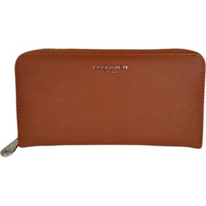 Flora & Co - Dames Portemonnee Saffiano Zip Around - 20,5x11,5x2,5 cm met rits -Camel/bruin - Portefeuille - Beurs - Wallet