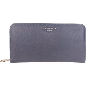 Flora & Co - Dames Portemonnee Saffiano Zip Around - 20,5x11,5x2,5 cm met rits - Blauw - Portefeuille - Beurs - Wallet