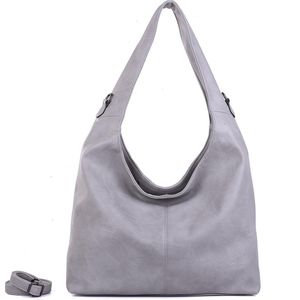 Qischa® schoudertas/tote-bag XL souris grijs