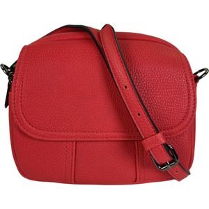 Flora&Co - Paris - Handige kleine crossbody tas - 3 vakken met rits en flap - lange riem - rood