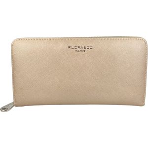 Flora & Co - Dames Portemonnee Saffiano Zip Around - 20,5x11,5x2,5 cm met rits - goud - Portefeuille - Beurs - Wallet