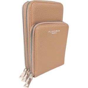 Flora&Co - Paris - crossbody tasje/telefoontasje - 3 vakken met rits - beige taupe