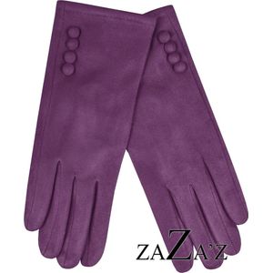 handschoenen dames -paars-vinger touch- suèdelook