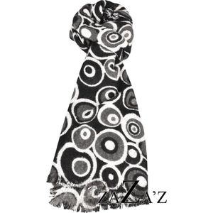 Zwarte sjaal met cirkels - herfst/wintersjaal- Eyecatcher