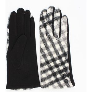 handschoenen Dames- zwart geruit- onderkant effen zwart -met 3 knoopjes.