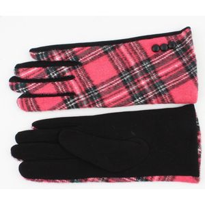 Dames handschoenen -roze geruit -onderkant effen zwart- niet voor extreme kou .