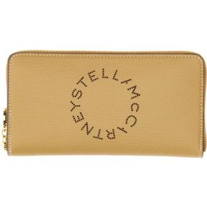 Stella McCartney, Zip Wallet Embossed Grainy Mat Beige, Dames, Maat:ONE Size