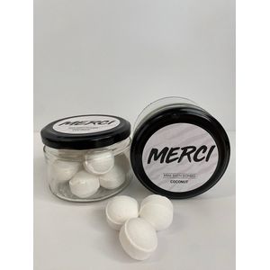 Mini bath bombs in glazen potje ""Merci