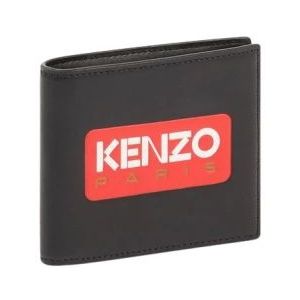 Kenzo, Opvouwbare portemonnee van glad leer Zwart, Heren, Maat:ONE Size