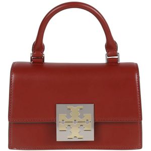 Tory Burch, Tassen, Dames, Rood, ONE Size, Leer, Colorblock Mini Top-Handle Tas