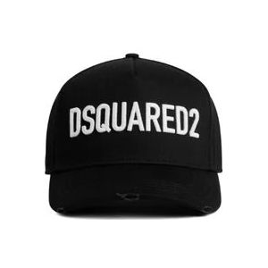 Dsquared2 Zwart Geborduurd Logo Baseballpet , Black , Heren , Maat: ONE Size
