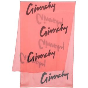 Givenchy, Zijden Sjaal met Allover Logo Print Oranje, Dames, Maat:ONE Size