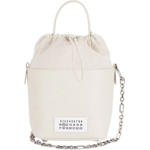 Maison Margiela, Tassen, Dames, Beige, ONE Size, Mini 5AC Emmer Tas met Trekkoordsluiting