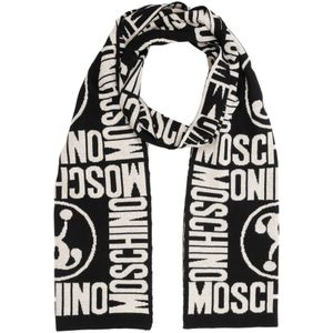 Moschino, Accessoires, Dames, Zwart, ONE Size, Wol, Zwarte Wollen Sjaal