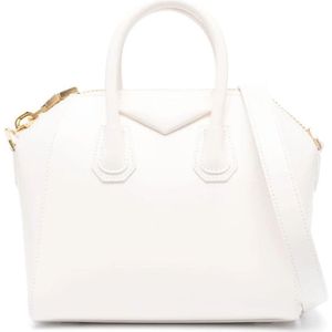 Givenchy, Tassen, Dames, Wit, ONE Size, Leer, Witte Leren Handtas met Gouden Hardware en Iconisch Logo