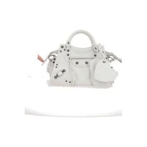 Balenciaga Witte Arena Leren Handtas met Studs en Gespen , White , Dames , Maat: ONE Size