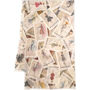 Faliero Sarti, Accessoires, Dames, Beige, ONE Size, Beige Sjaal met Illustratieprint