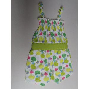 Combi kort - Meisje - Wit / groen - Zonder mouwen - 6 maand 68