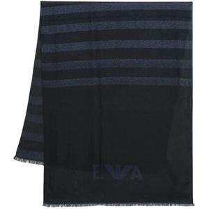 Emporio Armani, Logo Sjaal Blauw, Heren, Maat:ONE Size