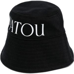 Patou, Accessoires, Dames, Zwart, M, Katoen, Zwarte Logo-Print Bucket Hat