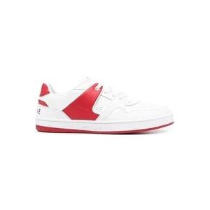 Celine Witte Leren Sneakers met Rode Accenten , White , Heren , Maat: 44 EU