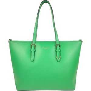 Flora&Co - Handtas - shopper - geschikt voor A4 - met extra lange riem - soft - groen - Ideaal voor school- of werktas.