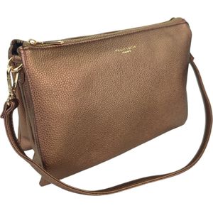 Flora & Co handtas - clutch - crossbodytas - fashion riem - bruin metallic