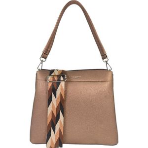 Flora & Co fashion trendy handtas bruin metallic