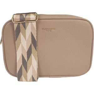 Flora&Co - Paris - Crossbody handtas - 2 vakken met rits - instelbare riem - beige taupe - lange riem 130cm