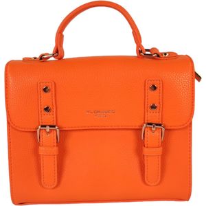 Flora & Co - trendy handtas - boekentasstijl - met fashion riem - oranje