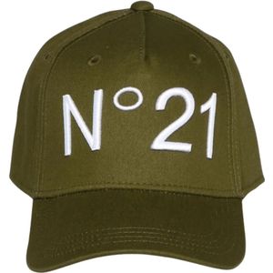 N21, Accessoires, unisex, Groen, S, Katoen, Groene Pet met Geborduurd Logo