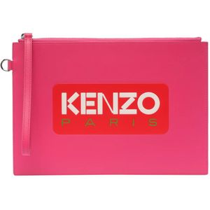 Kenzo, Accessoires, Heren, Roze, ONE Size, Stijlvolle Roze Clutch met Ritssluiting en Polsband