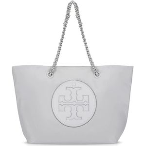 Tory Burch, Grijze Dames Shopper met Kettinghandvatten Grijs, Dames, Maat:ONE Size