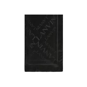 Lanvin Zwarte Zijden Sjaal met Toon-op-Toon Patroon , Black , Dames , Maat: ONE Size