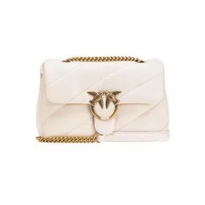 Pinko Grote Love Bag Puff in zacht Nappa-leer , White , Dames , Maat: ONE Size