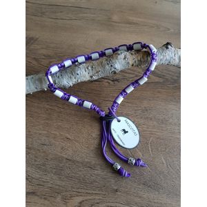 Anti-Tekenband met EM kralen 100% natuurlijk Paars Maat 20-25 cm