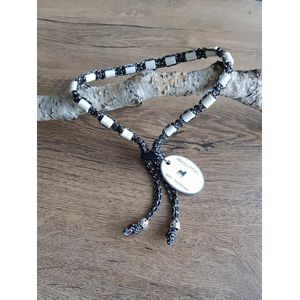 Anti-tekenband met EM kralen 100% natuurlijk Zwart Gemeleerd Maat 25-30 cm