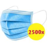 2500 stuks - Wegwerp 3laags gezichtsmaskers - mondmasker - mondkapje (blauw)