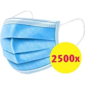 2500 stuks - Wegwerp 3laags gezichtsmaskers - mondmasker - mondkapje (blauw)