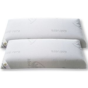 SEASONS Visco-elastische kussens, 2 stuks, 80 cm, mijtdicht en antibacterieel, stof met zilvergaren en aloë vera, dubbele overtrek, behandeling met ozonreiniging, gemaakt in Spanje