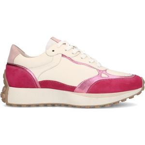 Roze leren sneakers met suède details