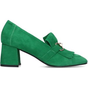 Groene suède loafer pumps